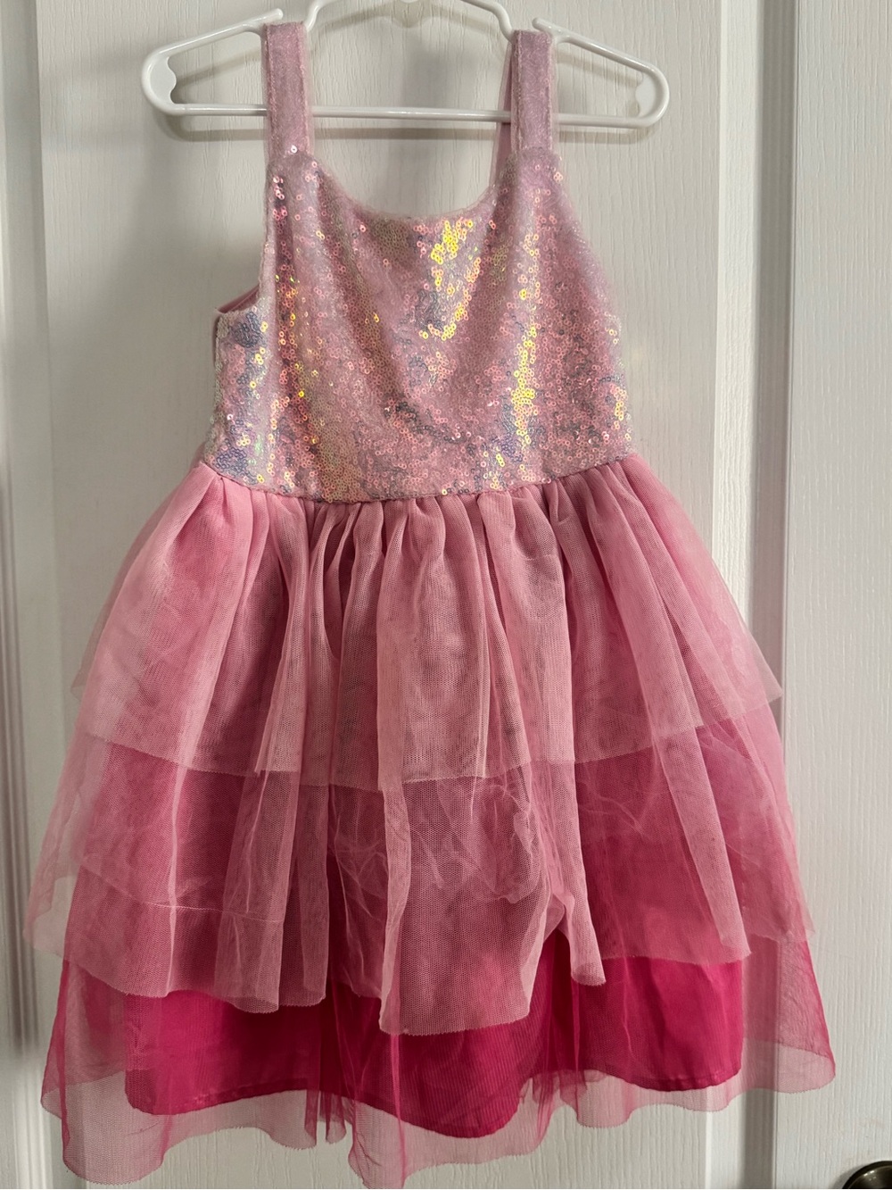 Girls Pink Sequin Tulle Party Dress